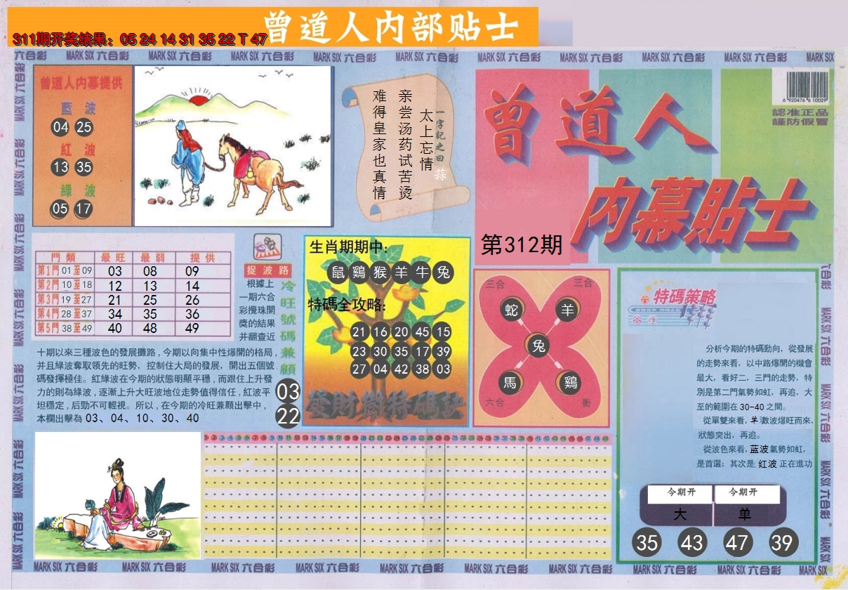 2024312期曾道人内幕贴士A