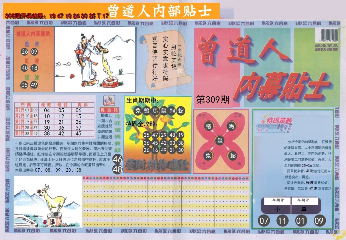 2024309期曾道人内幕贴士A