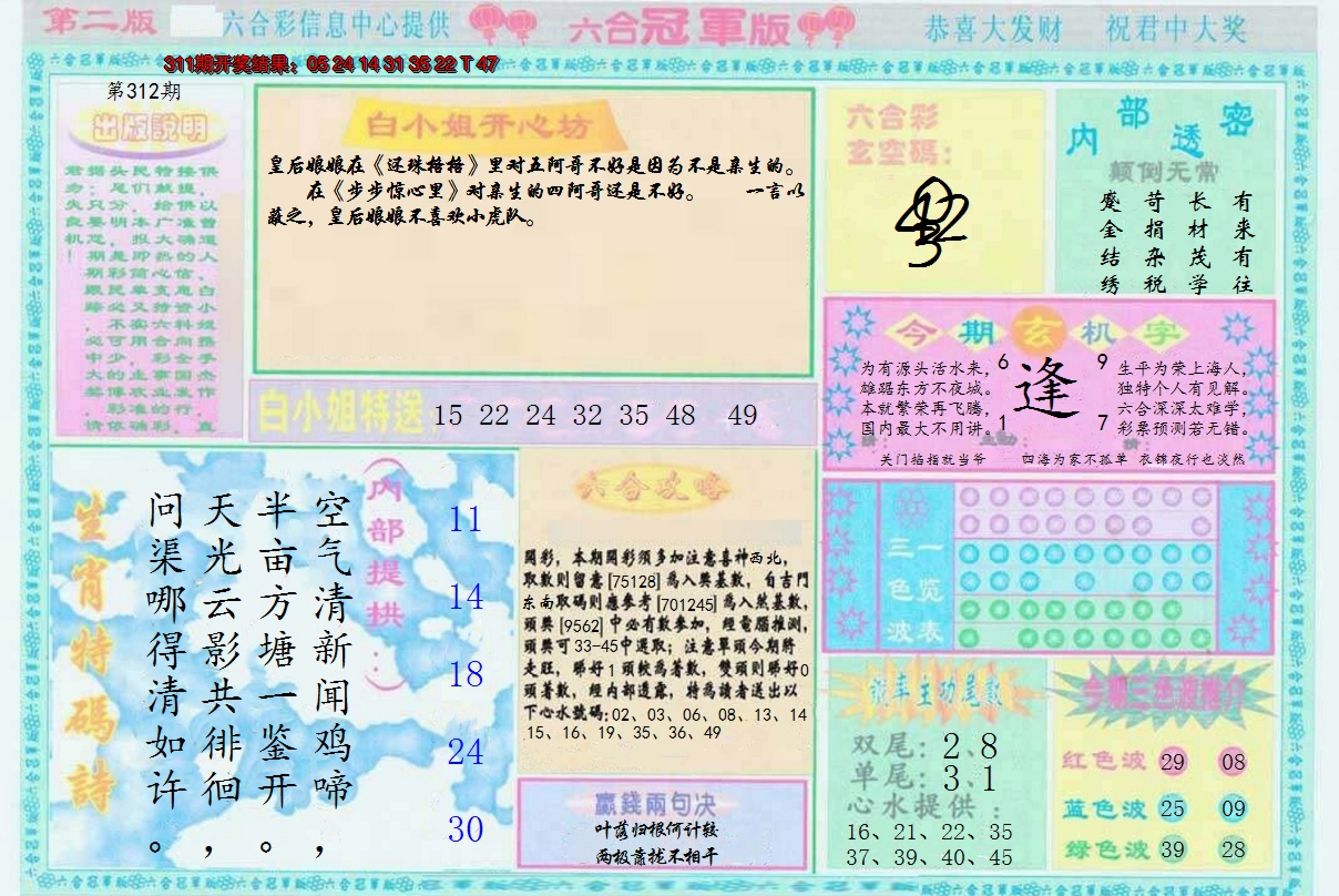 2024312期六合冠军版B