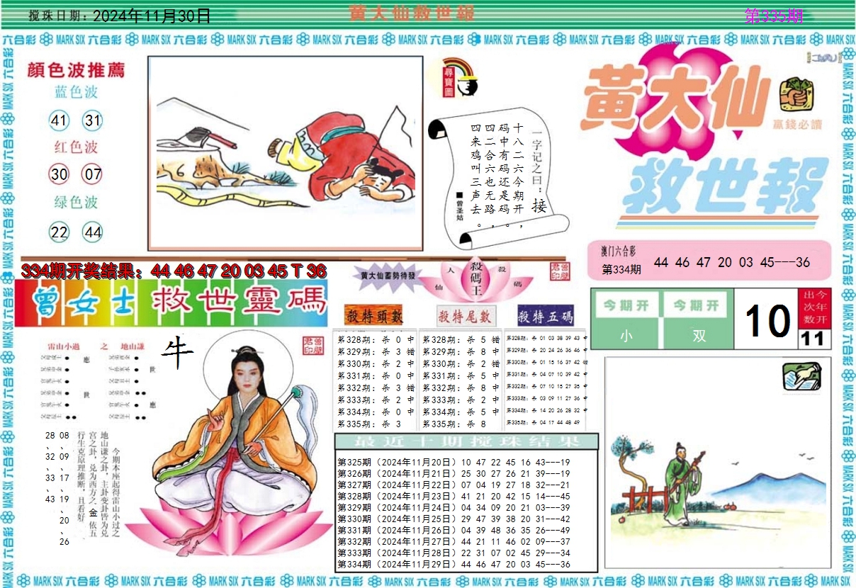 2024335期黄大仙救世A