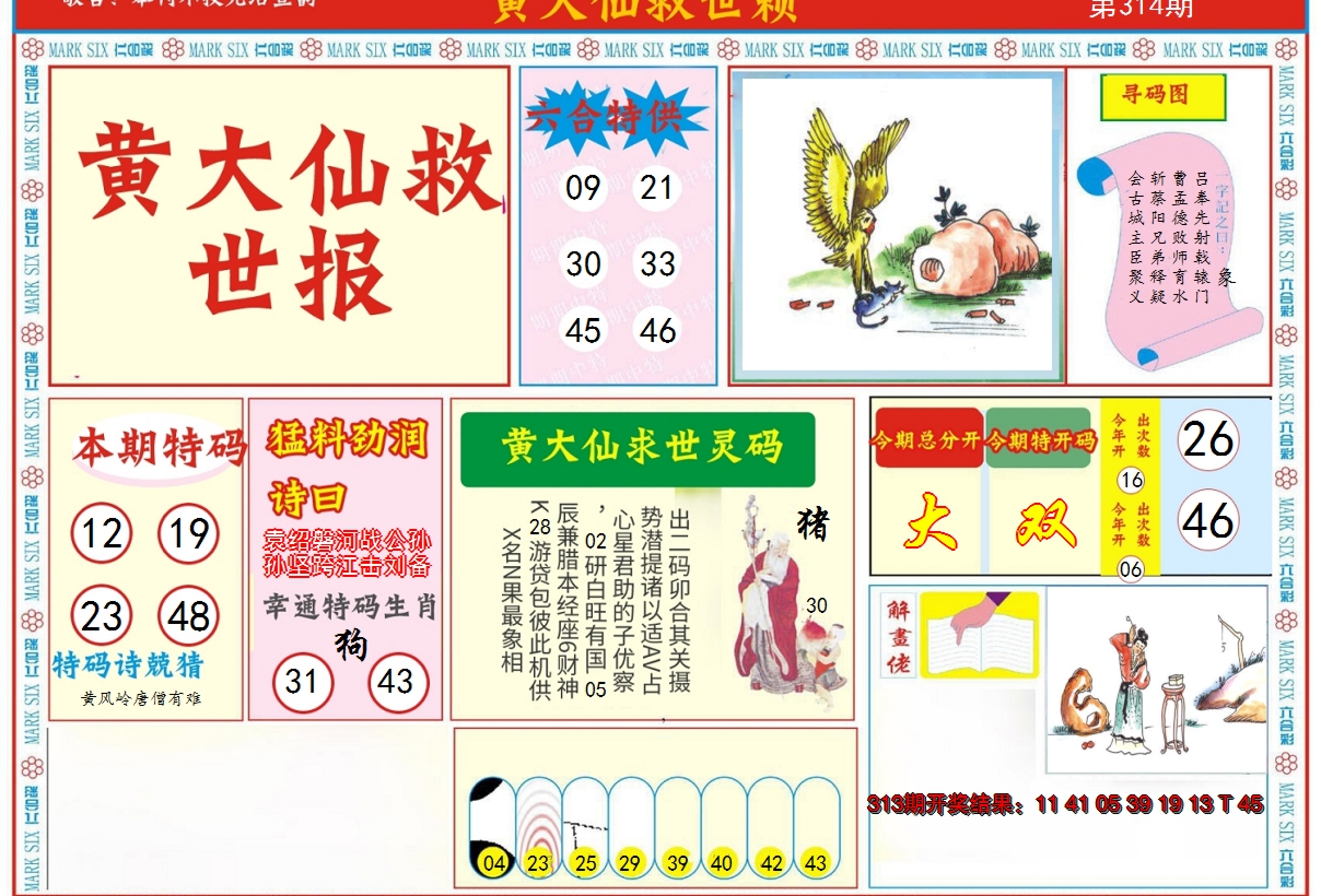 2024314期新黄大仙救世A