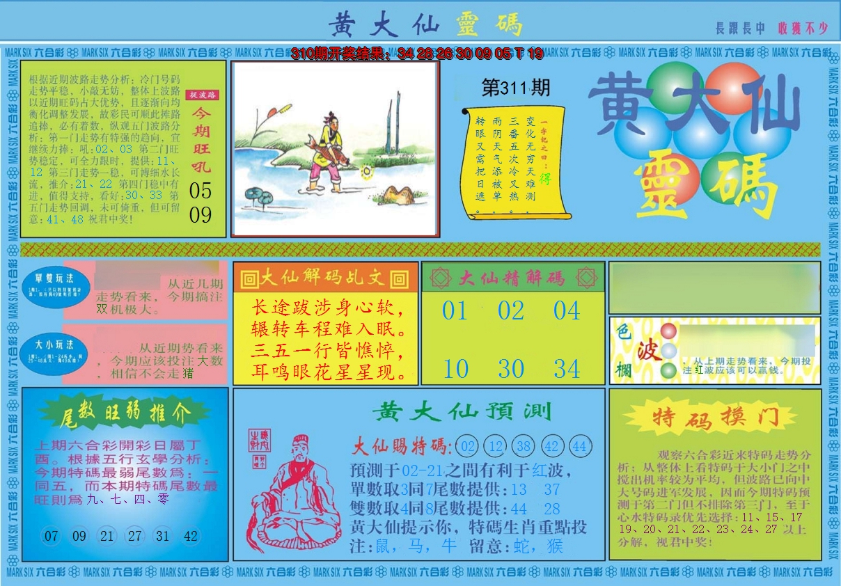 2024311期黄大仙灵码A