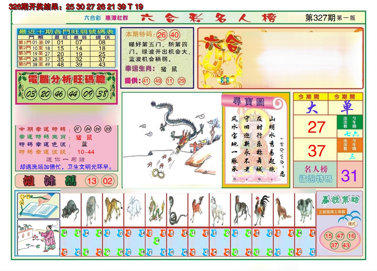 2024327期名人榜A