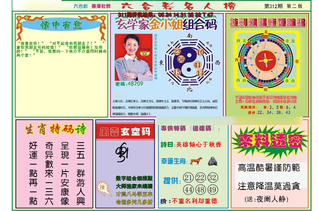 2024312期名人榜B