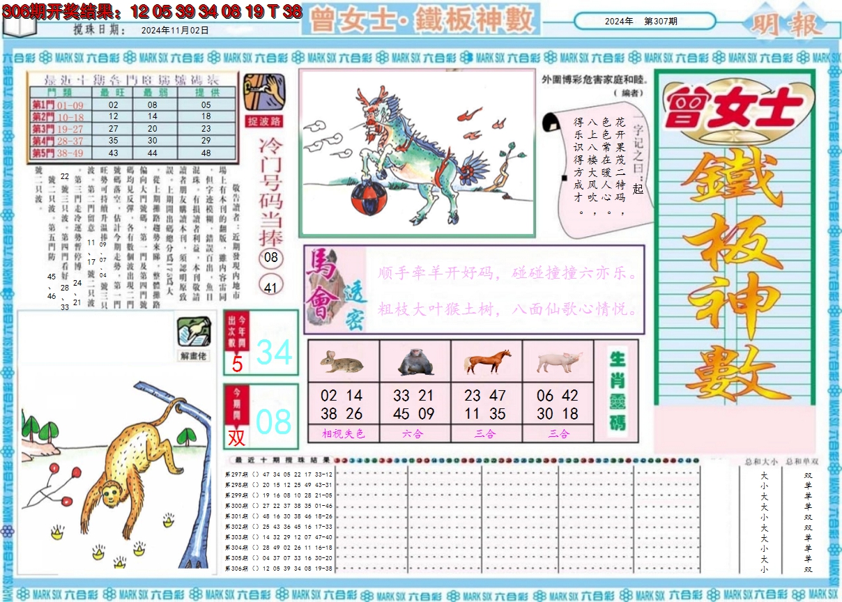2024307期曾女士铁板神数A