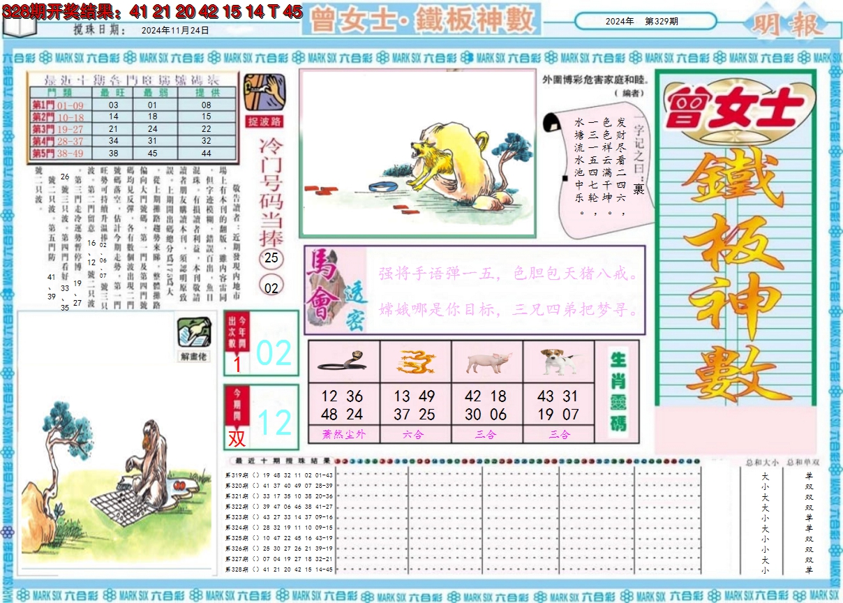 2024329期曾女士铁板神数A