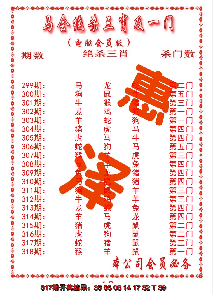 2024318期马会绝杀三肖及一门