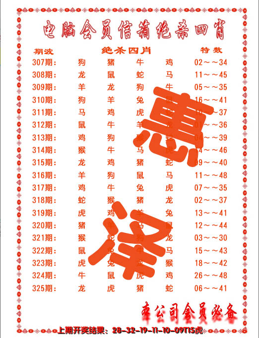 2024325期电脑会员-绝杀四肖