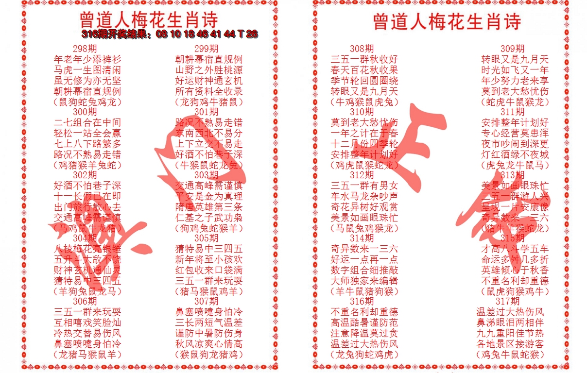 2024317期曾道人梅花生肖诗