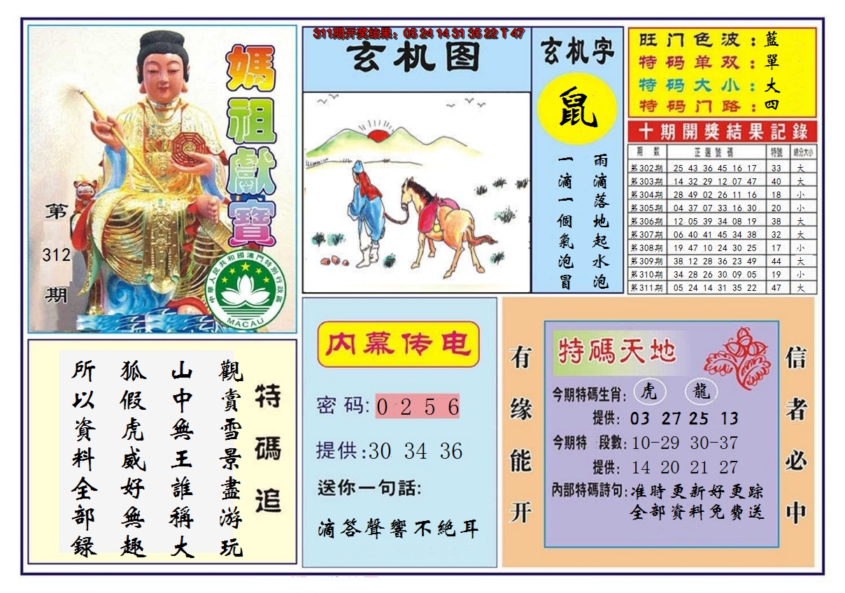 2024312期马祖献宝