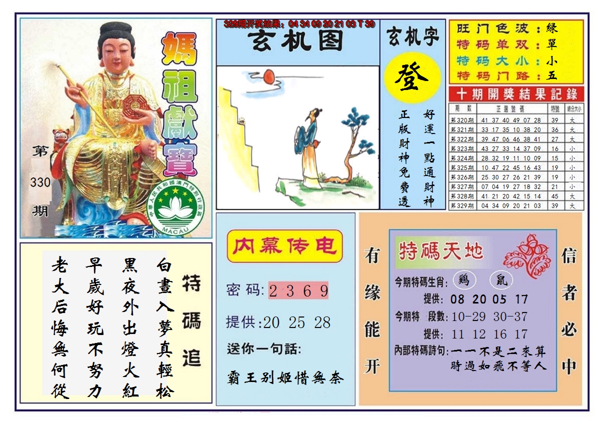 2024330期马祖献宝