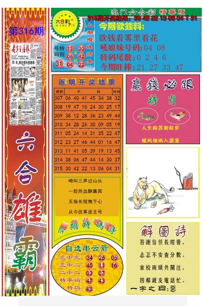 2024316期六合雄霸