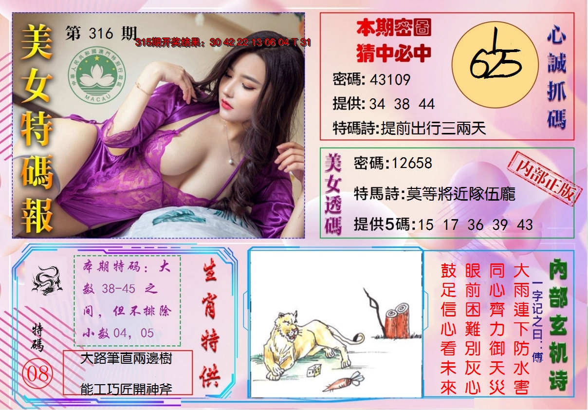 2024316期美女特码报