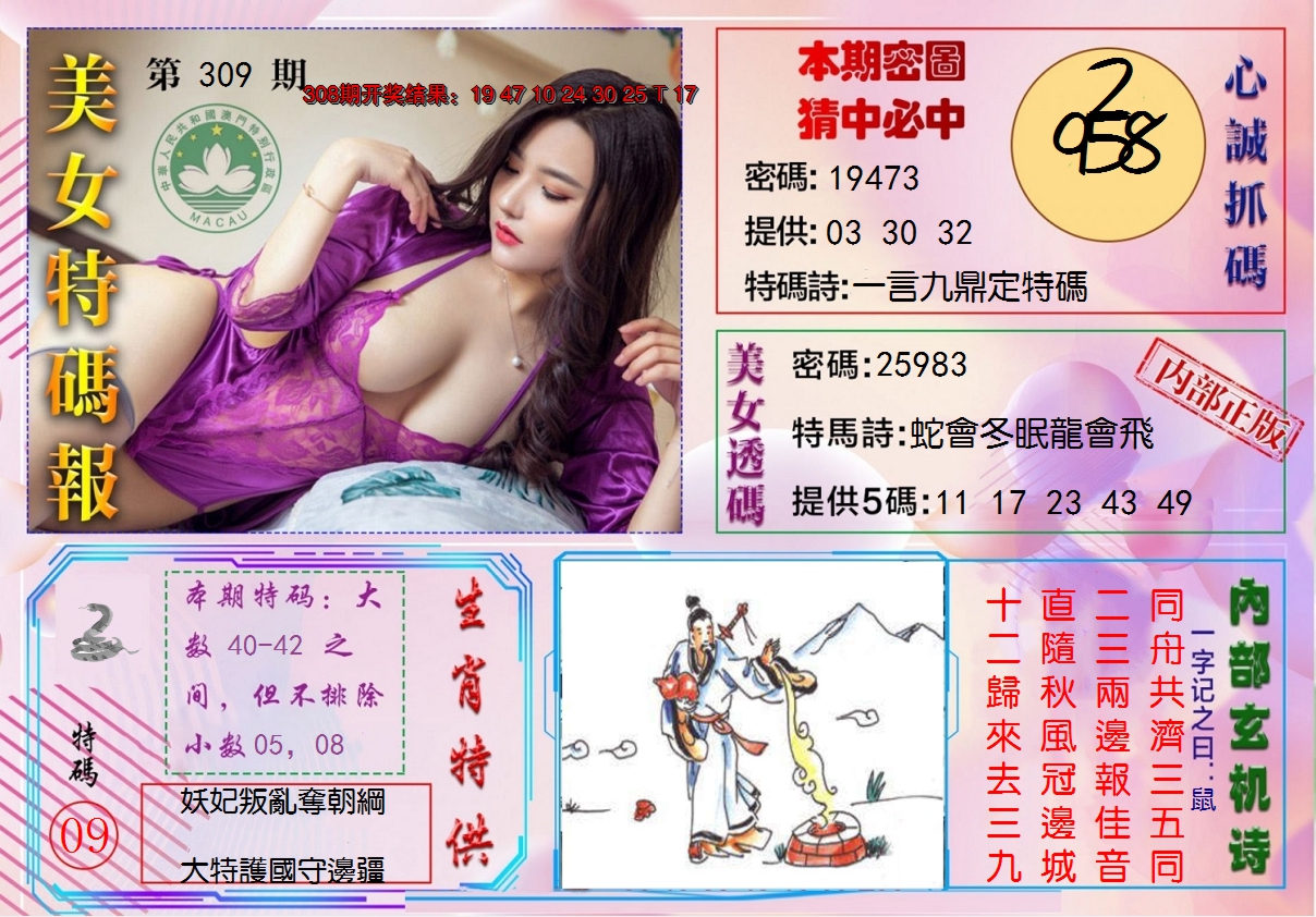 2024309期美女特码报