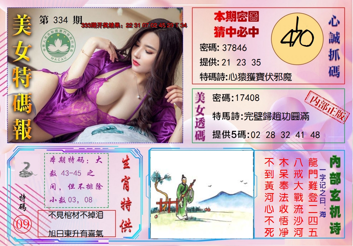 2024334期美女特码报