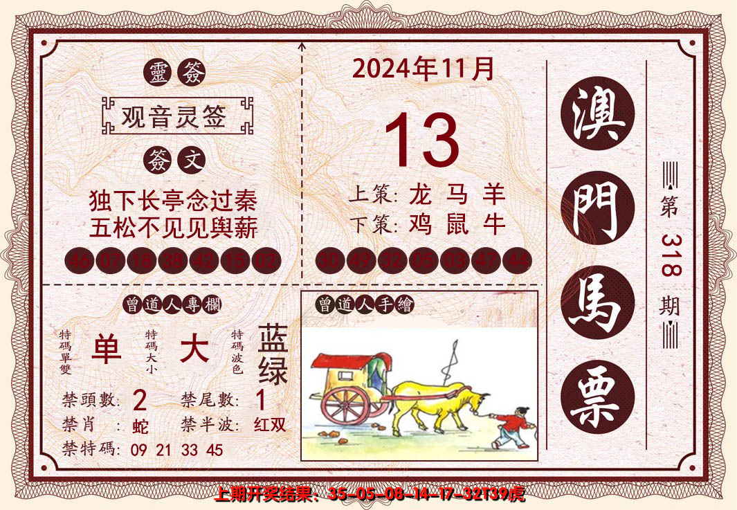 2024318期澳门马票