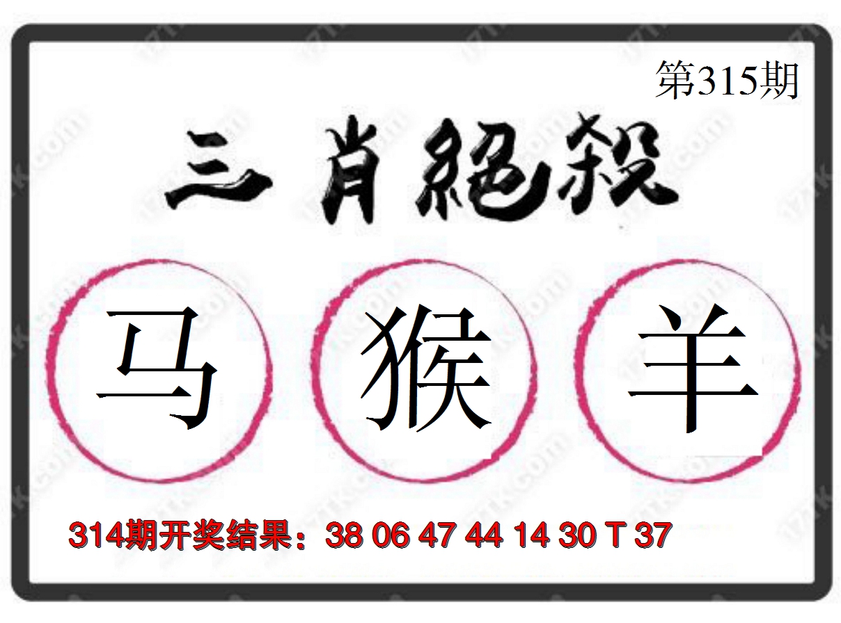 2024315期三肖绝杀