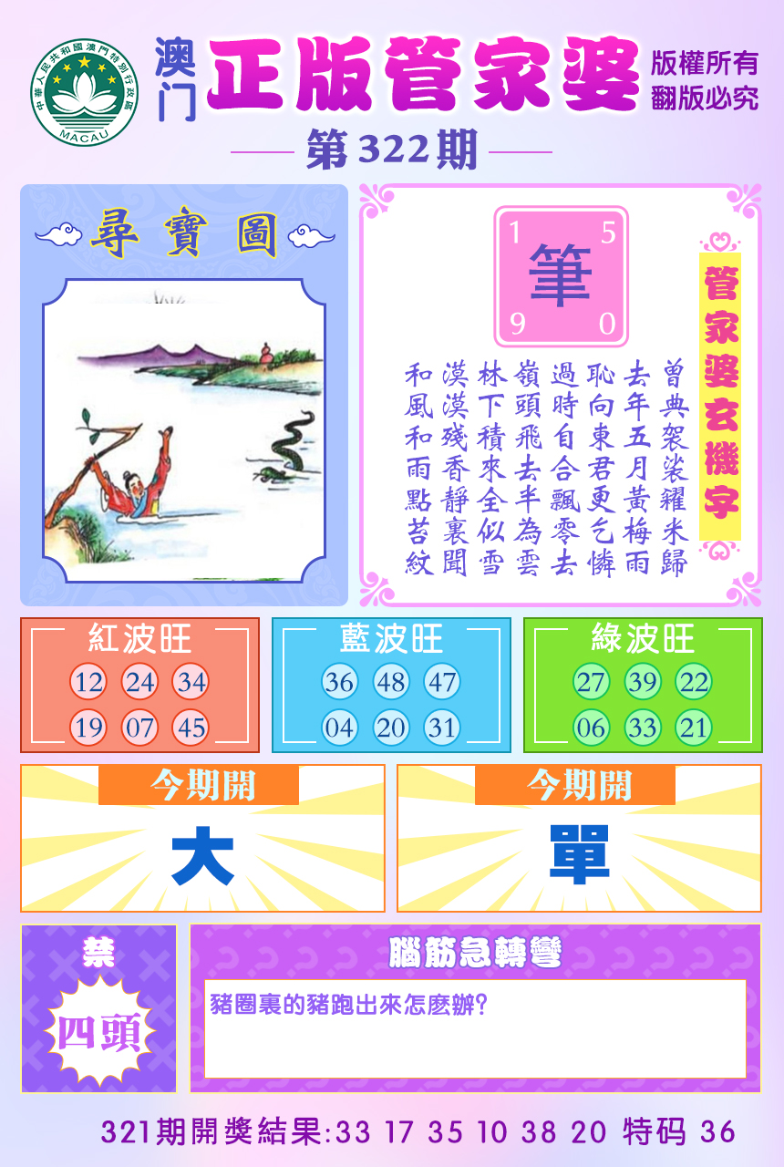 2024322期正版管家婆