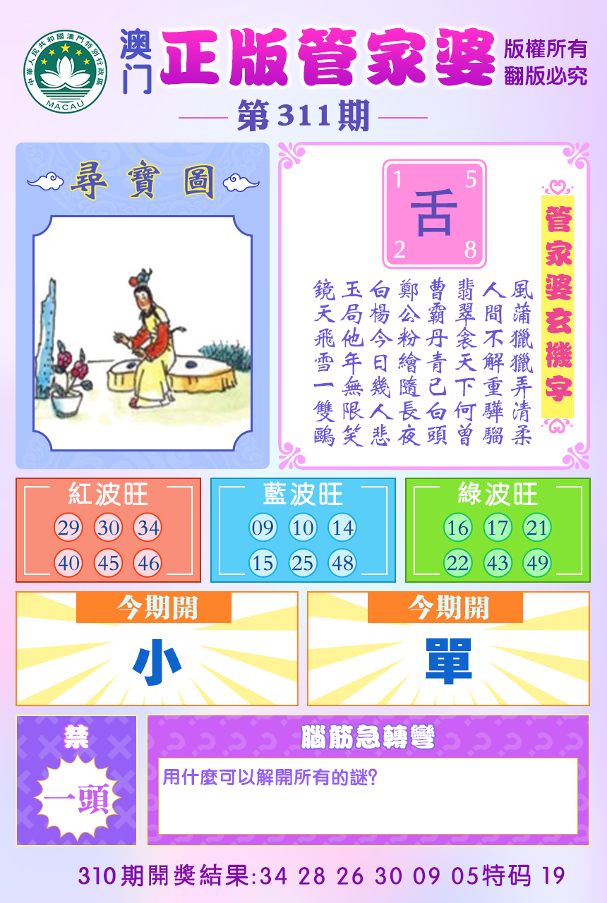 2024311期正版管家婆