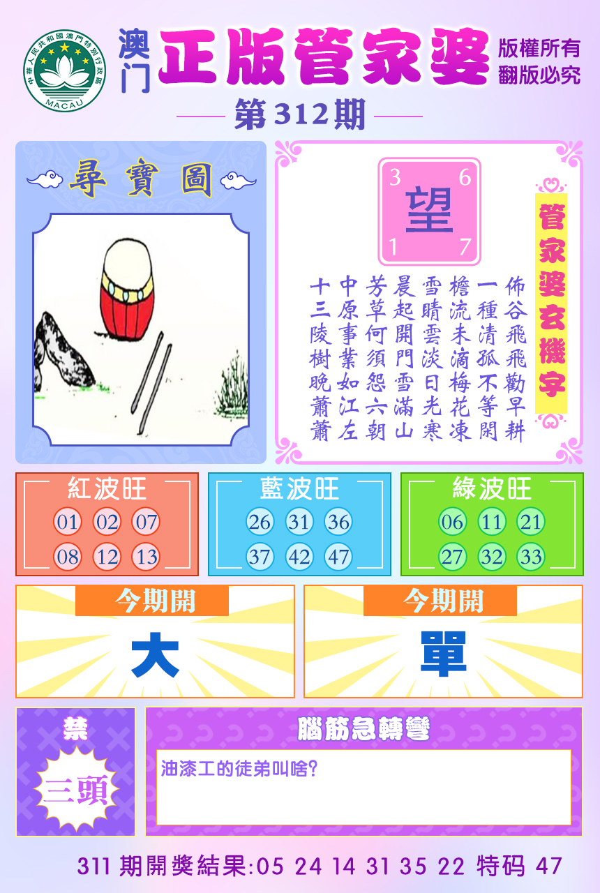 2024312期正版管家婆