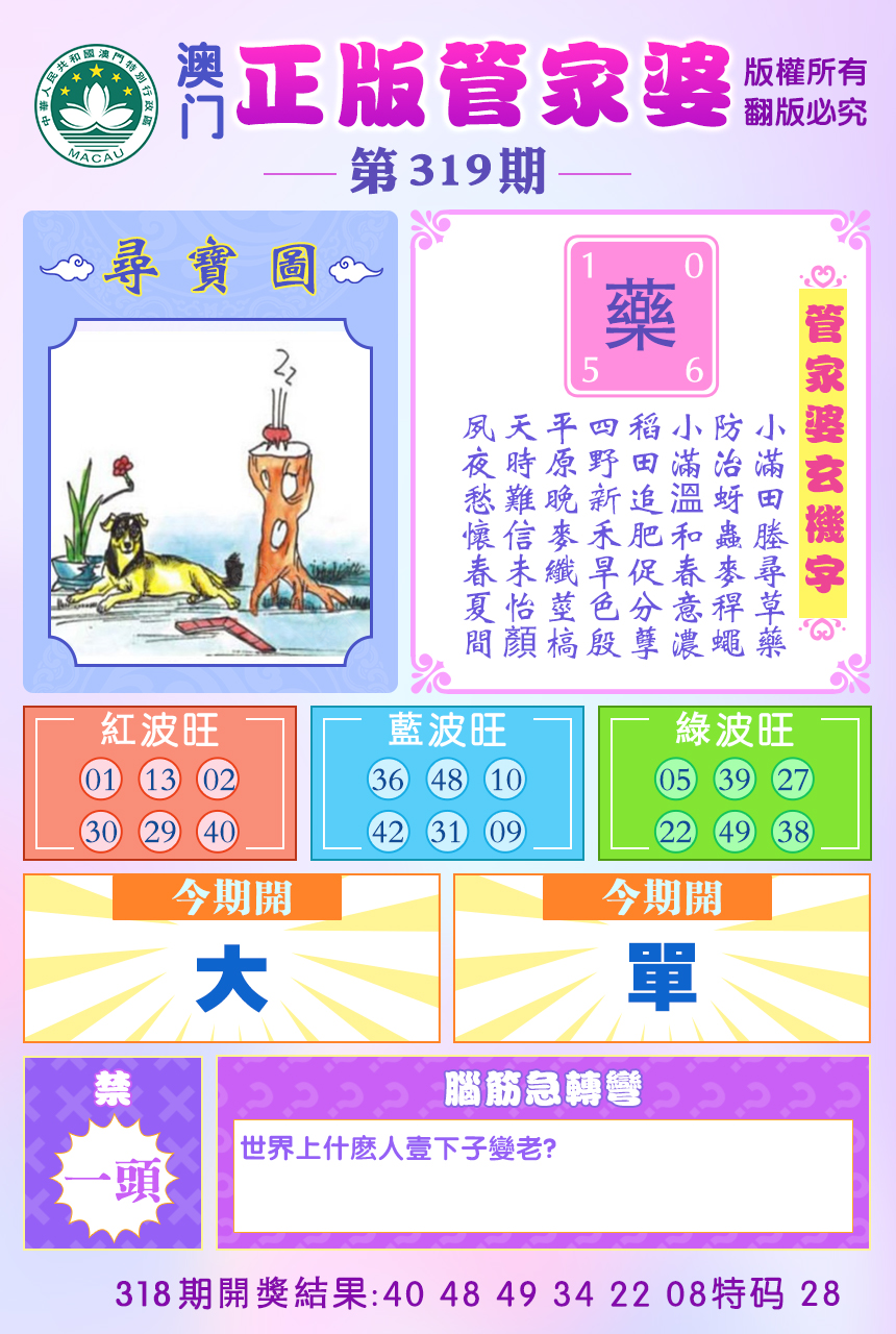 2024319期正版管家婆