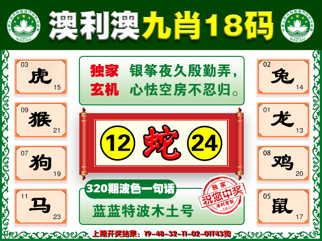 2024320期澳利澳九肖