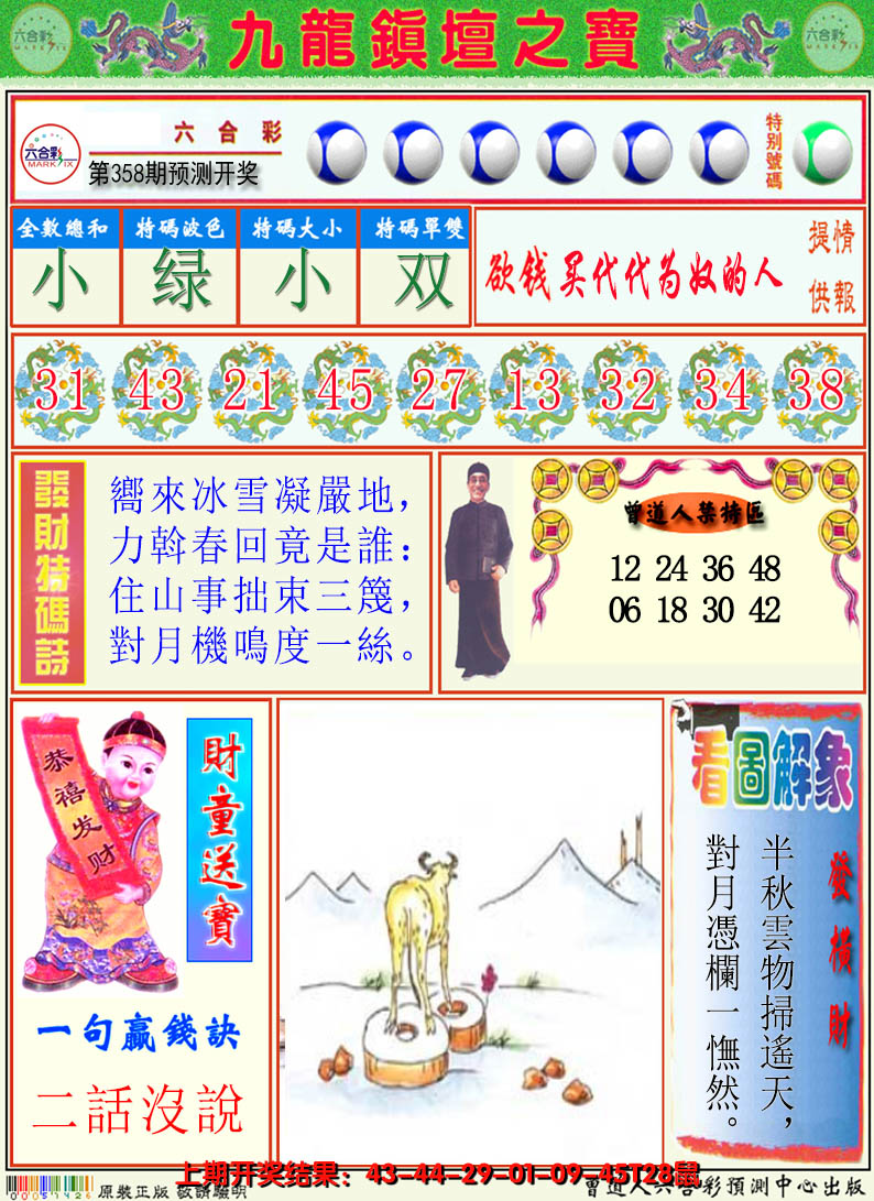 2024358期澳门挂牌解特码A