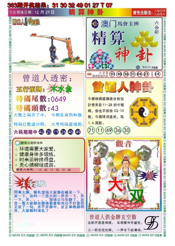 2024364期澳门精算神卦