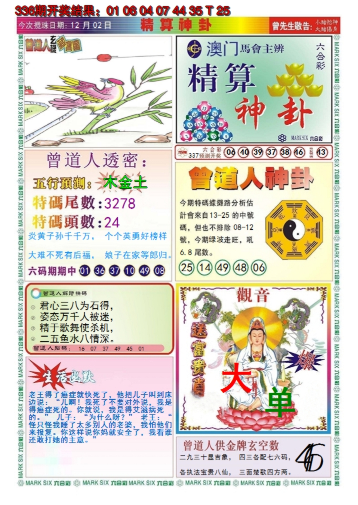 2024337期澳门精算神卦