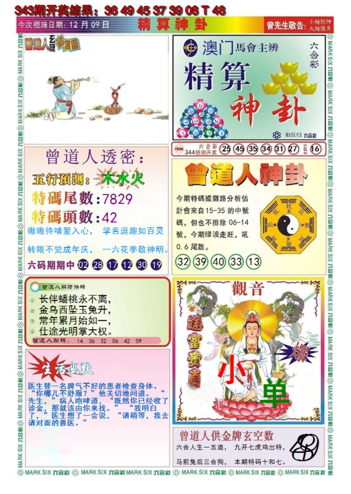2024344期澳门精算神卦