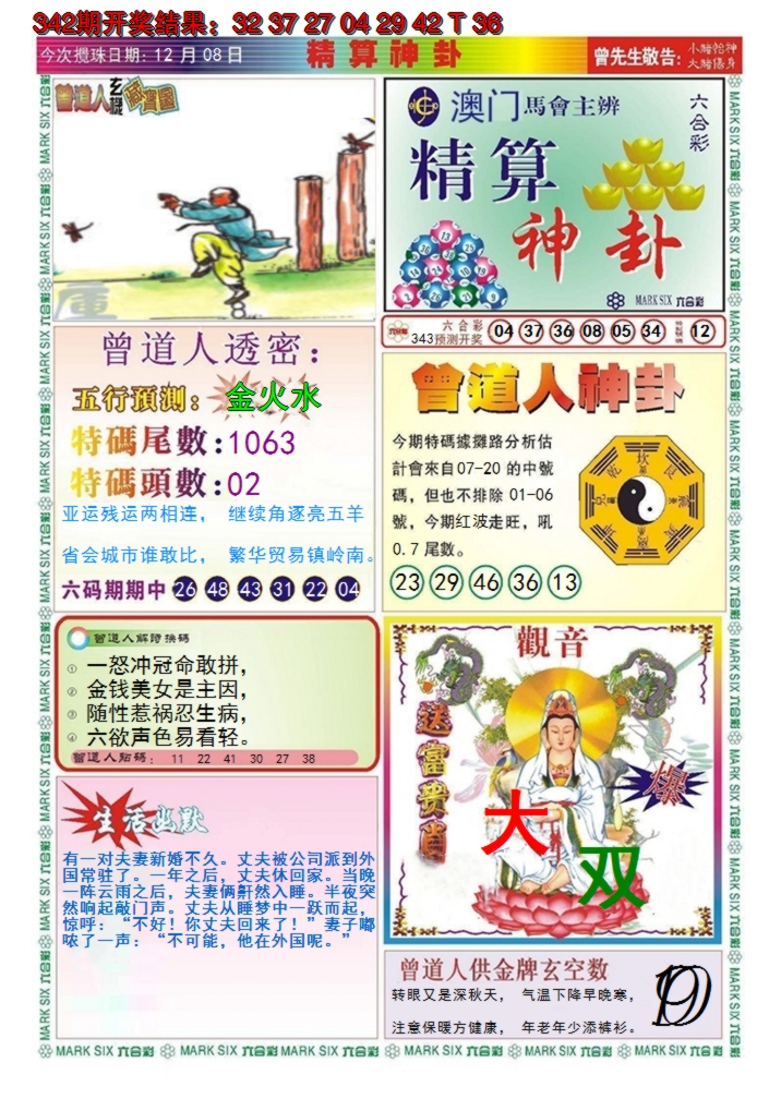2024343期澳门精算神卦