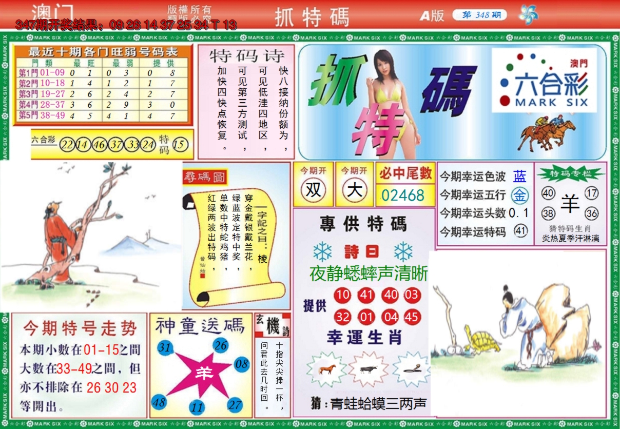 2024348期澳门抓特码A