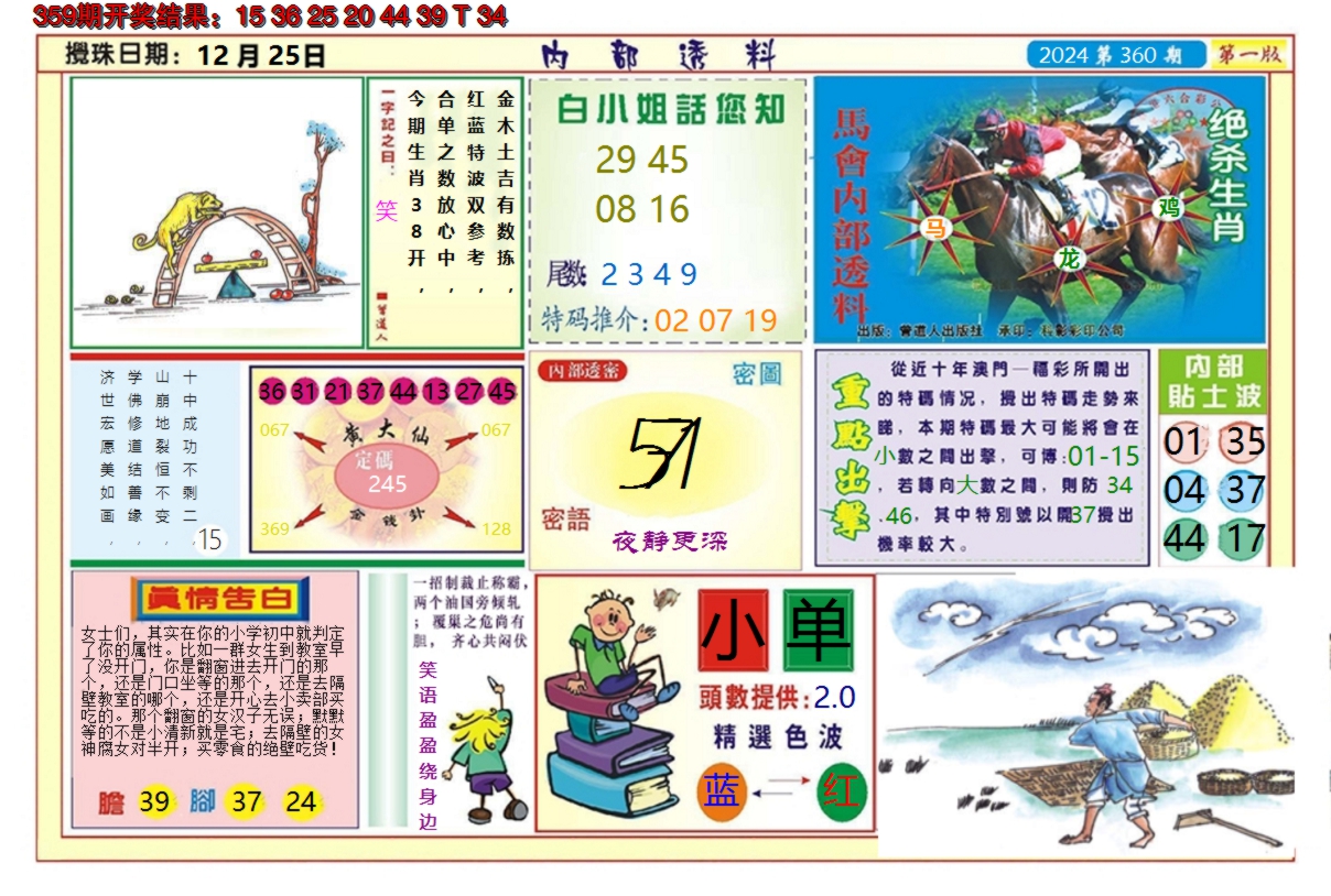 2024360期澳门内部透料A