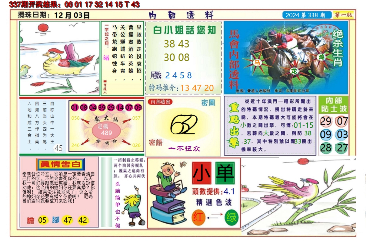 2024338期澳门内部透料A
