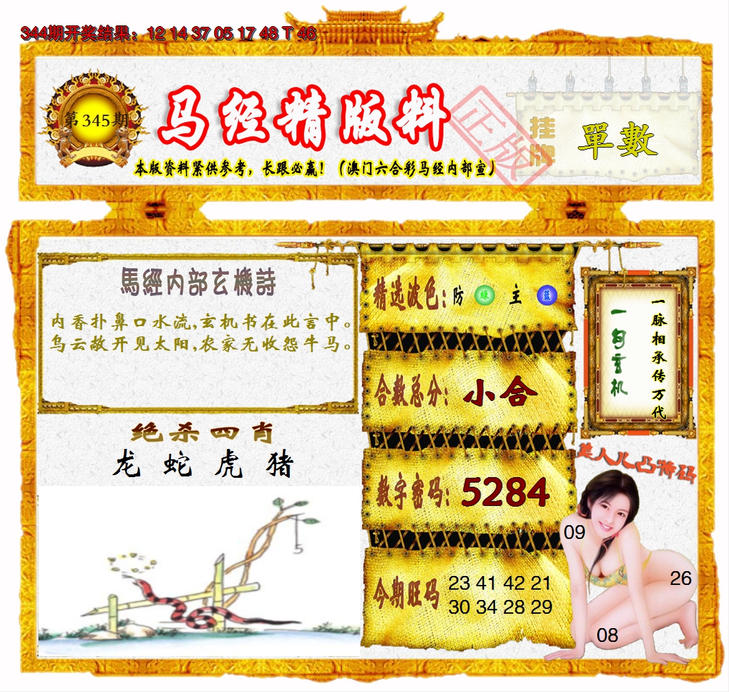 2024345期马经精版料