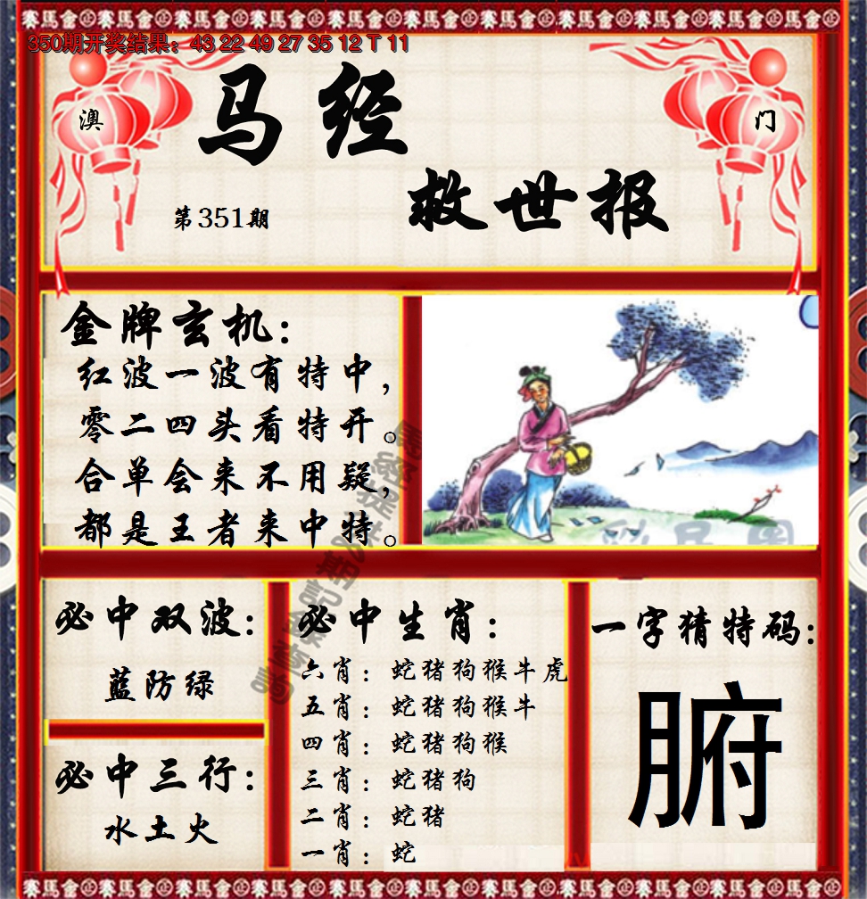 2024351期马经救世报