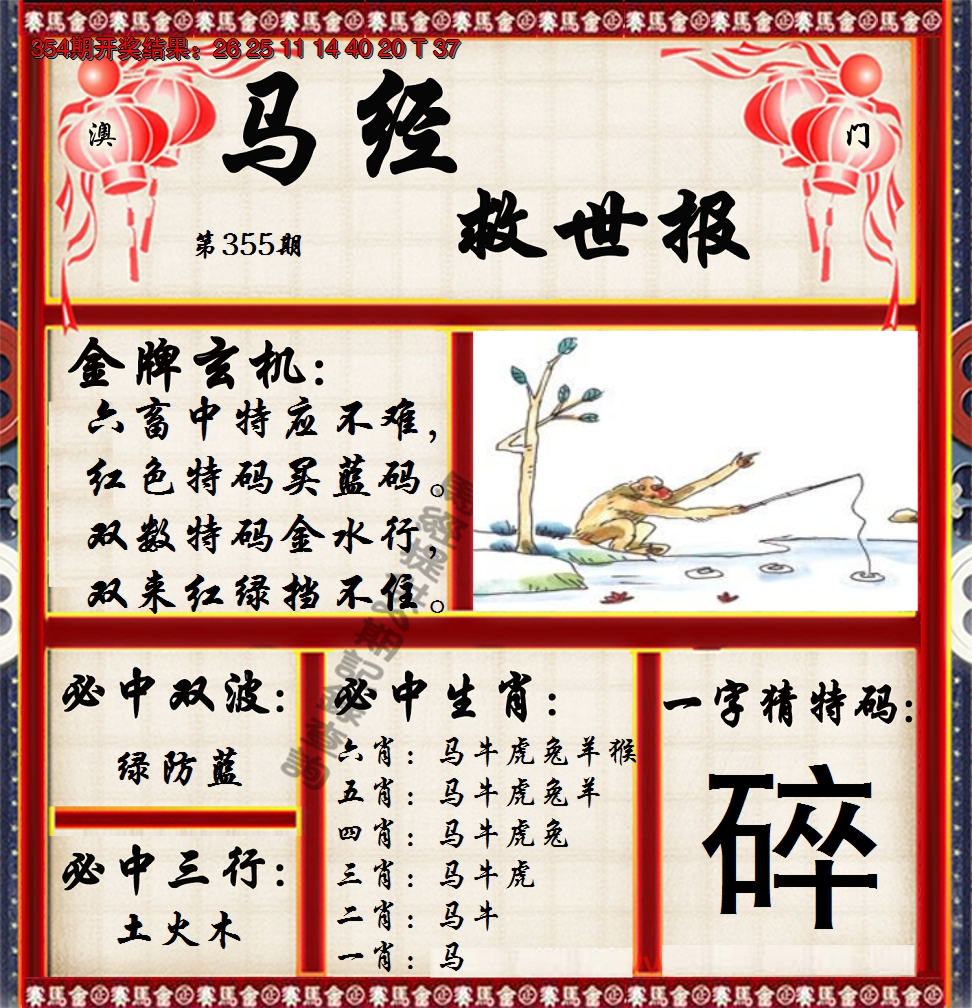 2024355期马经救世报