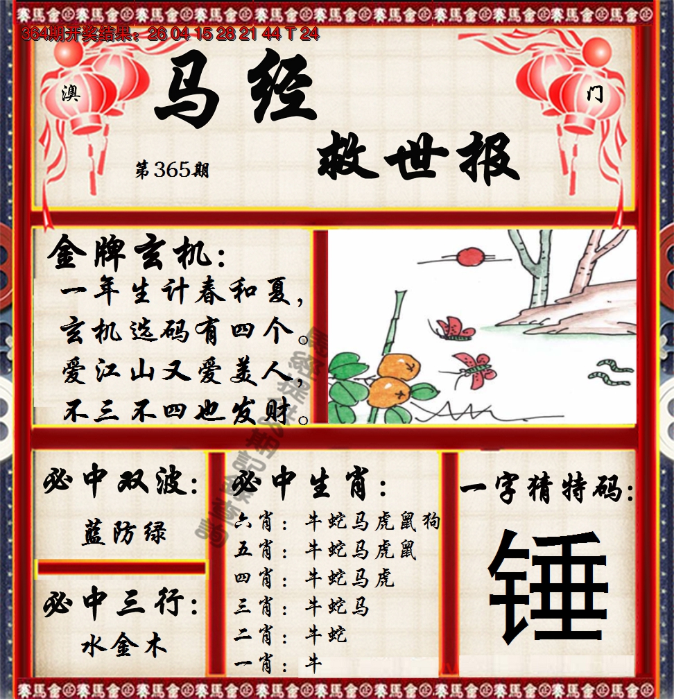 2024365期马经救世报