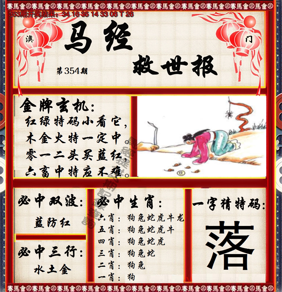 2024354期马经救世报