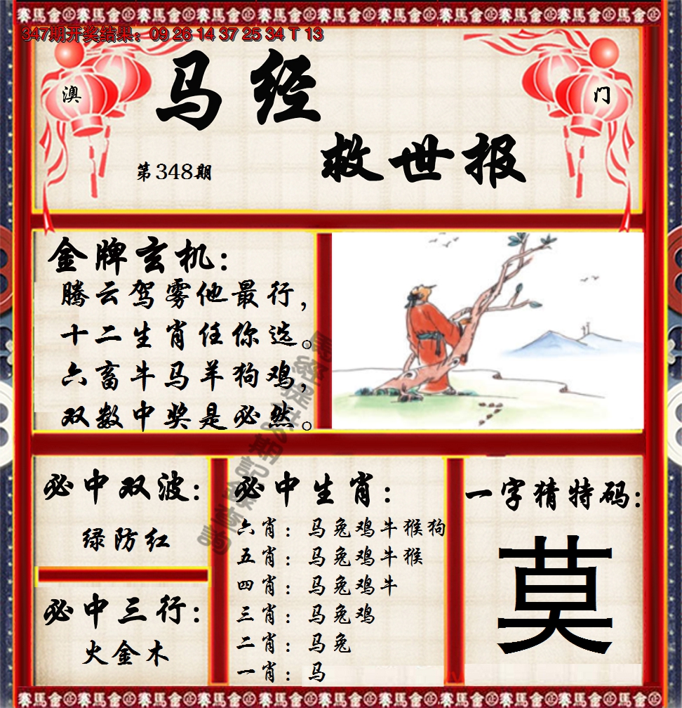2024348期马经救世报