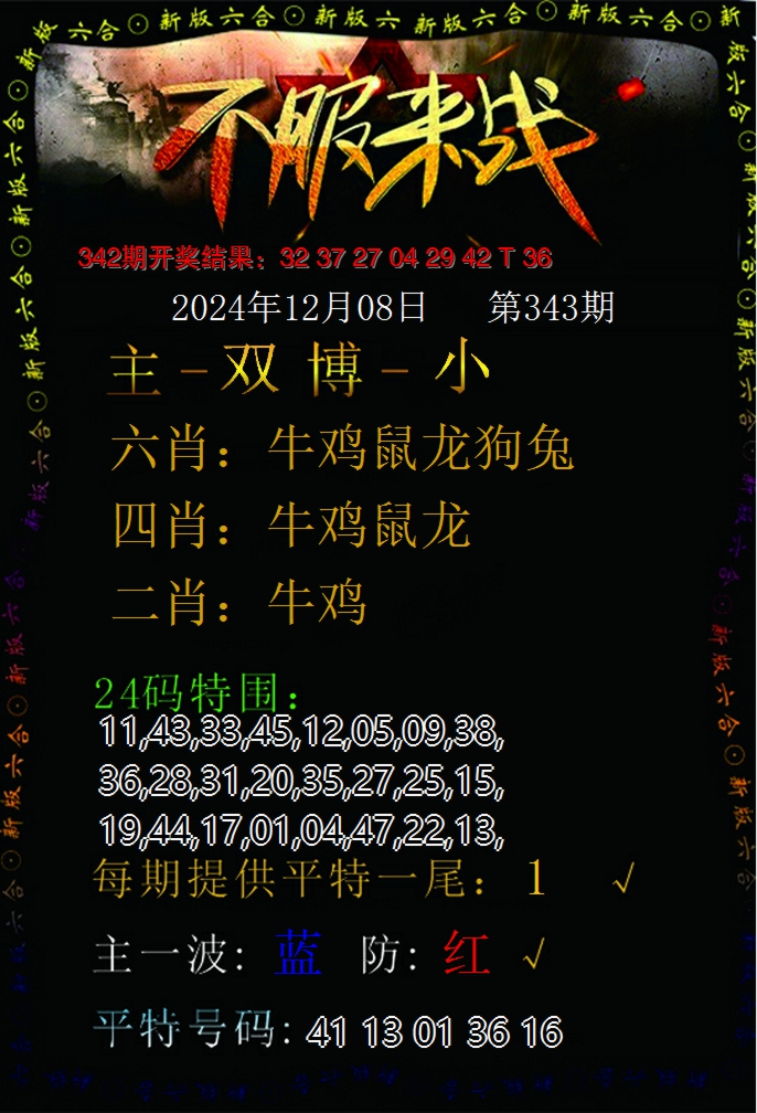 2024343期不服来战