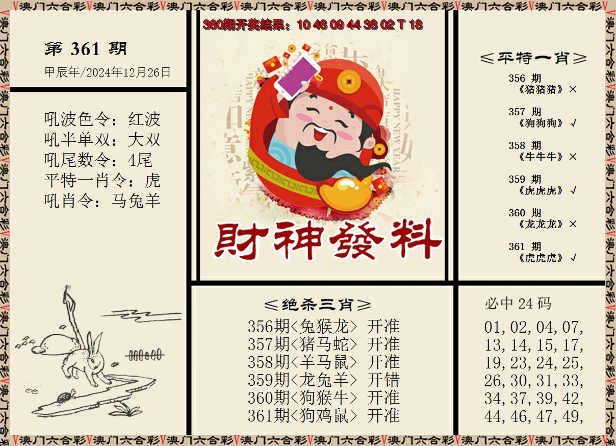 2024361期财神发料