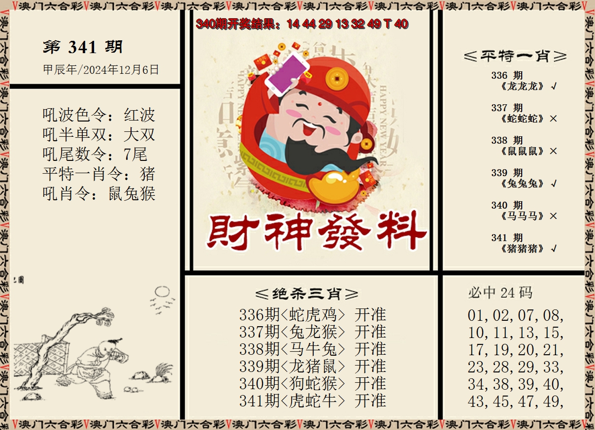 2024341期财神发料