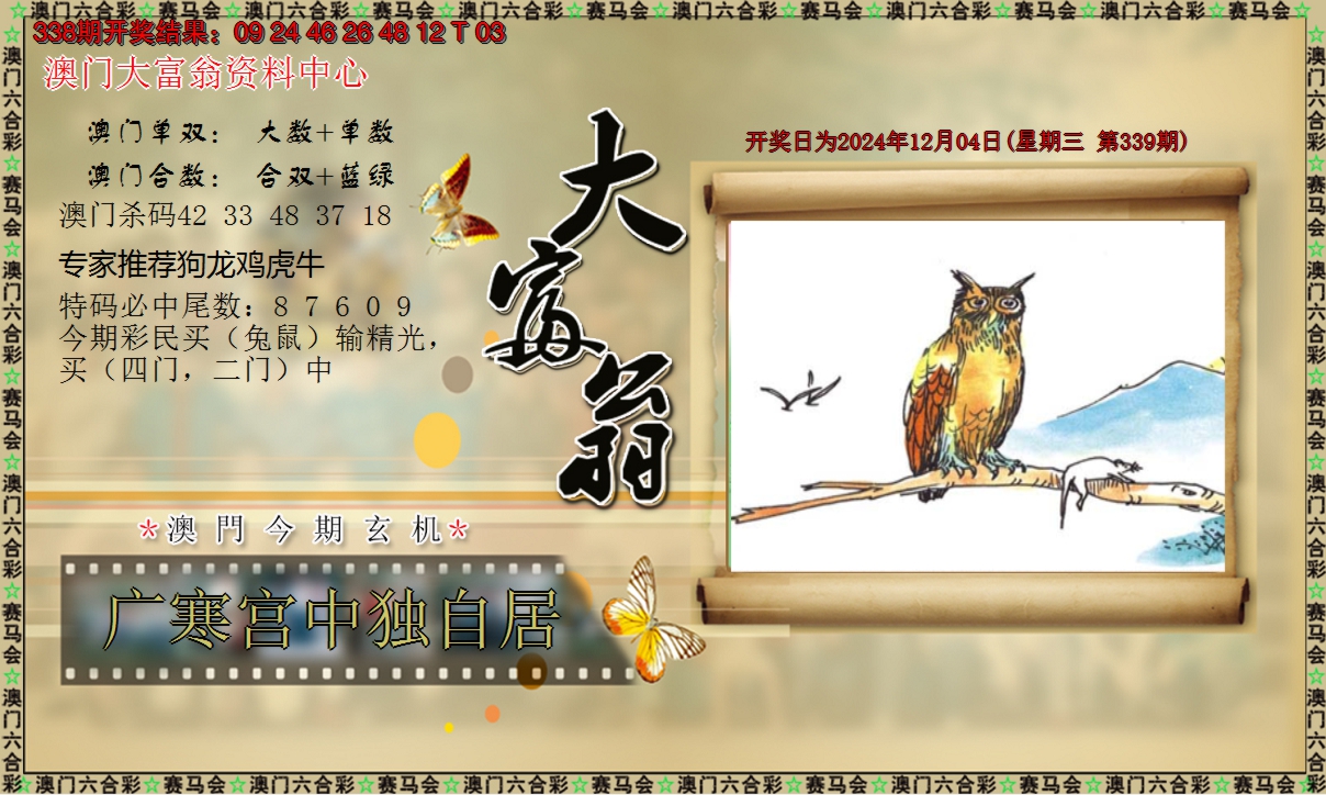 2024339期新大富翁