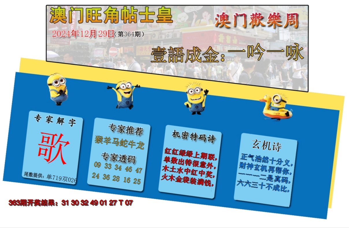 2024364期旺角贴士皇