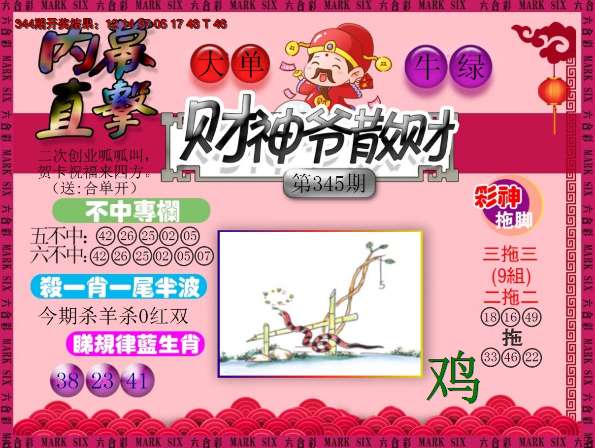 2024345期财神爷散财