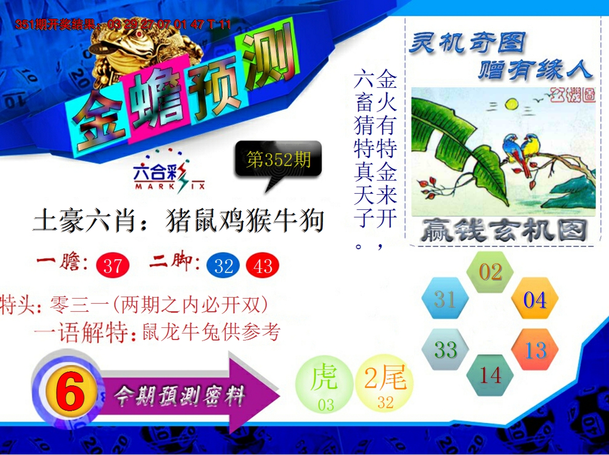 2024352期金蟾预测