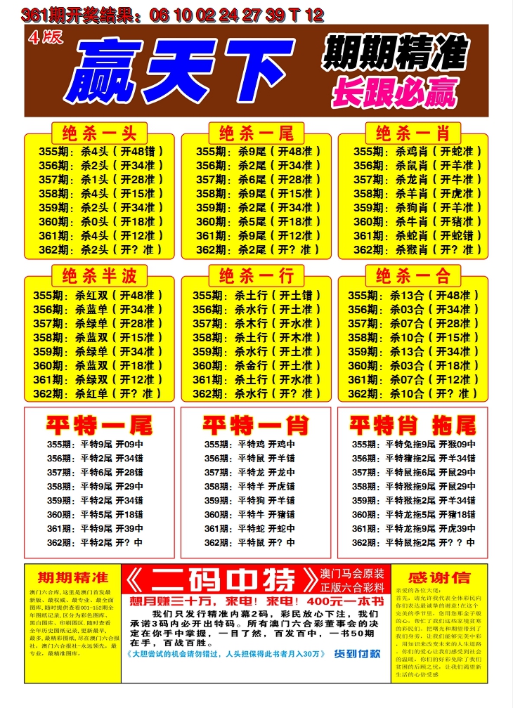 2024362期澳门赢天下C