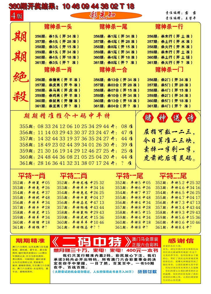 2024361期澳门彩先知C
