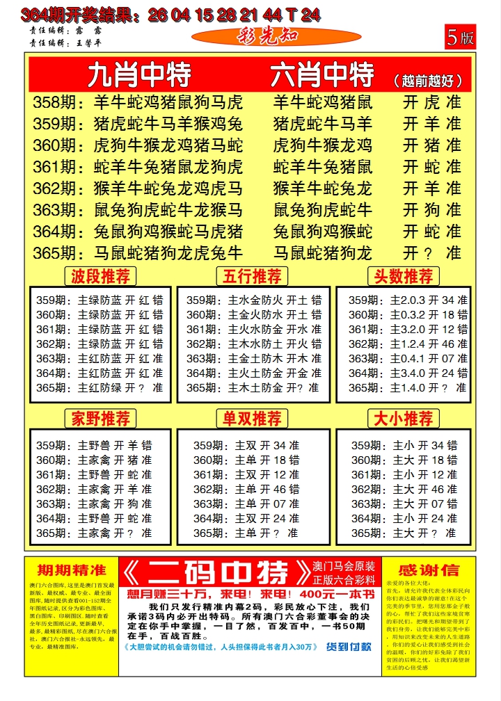 2024365期澳门彩先知D
